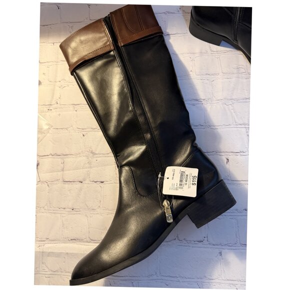 ✨✨Liz Claiborne Riding Boot Knee High Heel Black Brown Gold 10 NWT - Picture 7 of 8